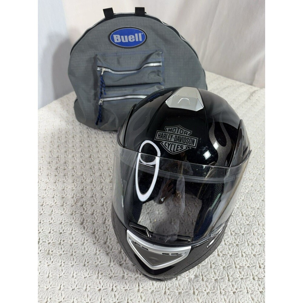 Harley Davidson Motorcycle Black Full Face Modular Helmet Size XXL and Buell Bag